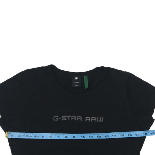 G-Star Raw Women's Black Cotton Crew Neck T-Shirt Size M