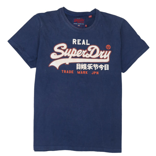 Superdry Men's Blue XL Graphic Print Crew Neck Cotton T-Shirt