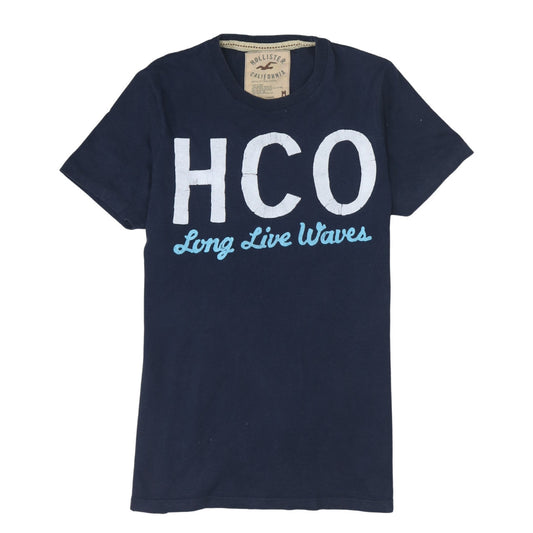 Hollister Men's Blue Graphic Logo T-Shirt Medium Casual Cotton
