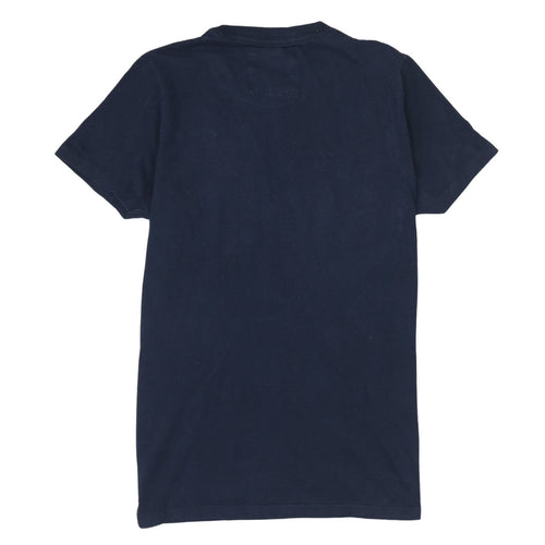 Hollister Men's Blue Graphic Logo T-Shirt Medium Casual Cotton