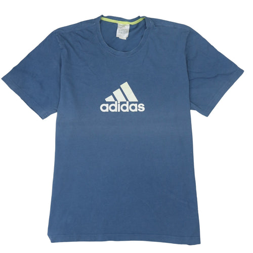 Adidas Men's Blue Crew Neck Short Sleeve Cotton Sports T-Shirt M