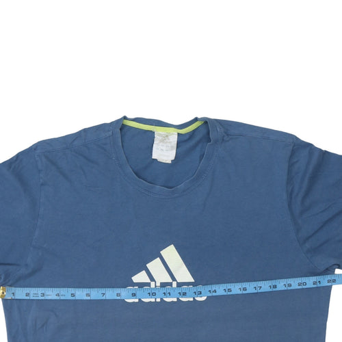 Adidas Men's Blue Crew Neck Short Sleeve Cotton Sports T-Shirt M