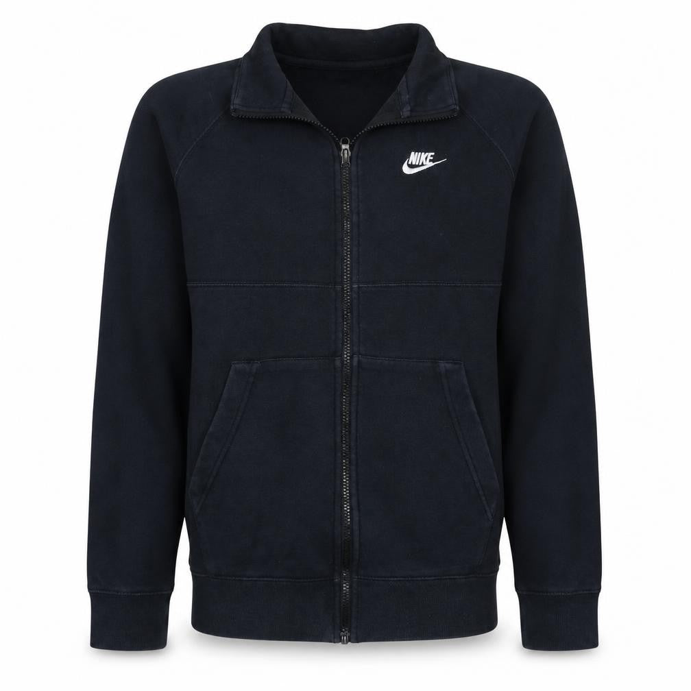 Front view of Nike Men's Black Medium Full Zip Track Jacket Cotton Blend