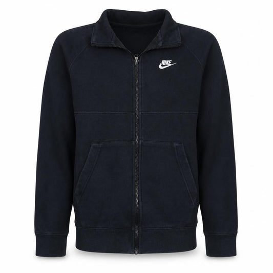 Front view of Nike Men's Black Medium Full Zip Track Jacket Cotton Blend