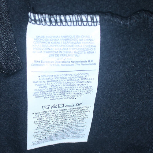 Nike Men's Black Crew Neck Sweatshirt M Regular Fit Fleece Pullover