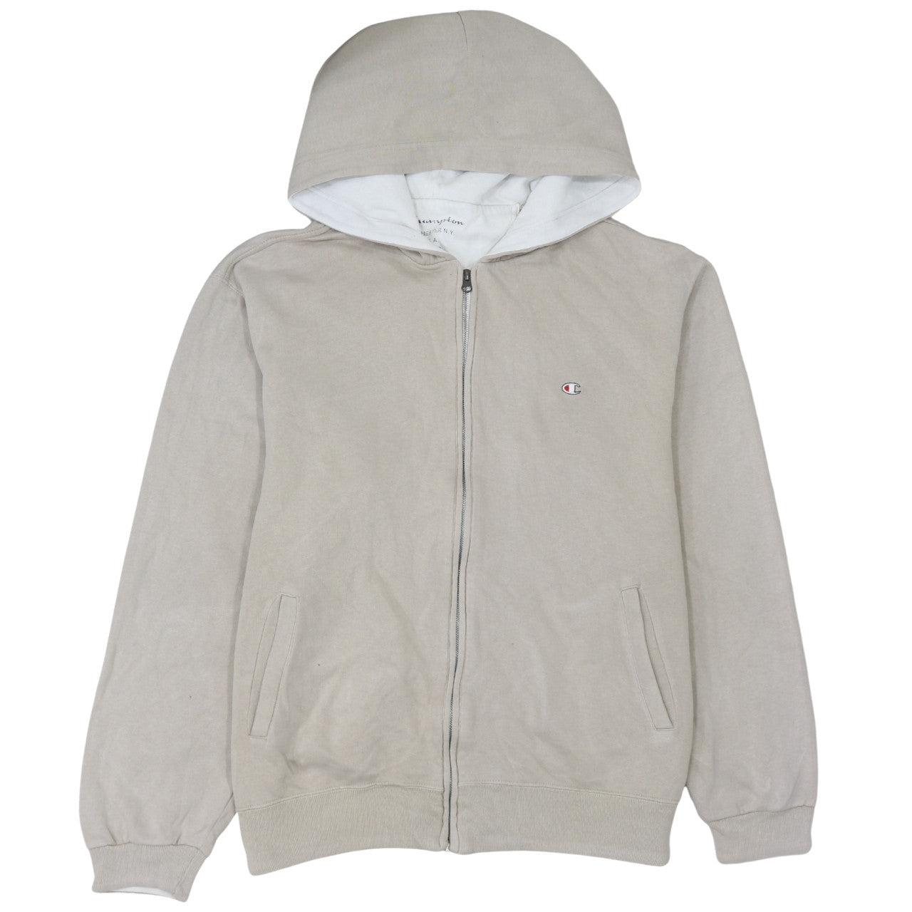Champion Men's Beige Full Zip Hoodie Size M Regular Fit