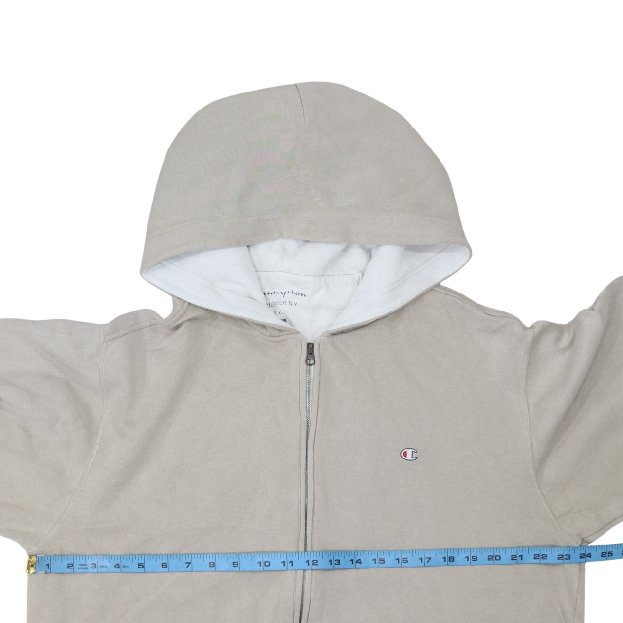 Champion Men's Beige Full Zip Hoodie Size M Regular Fit