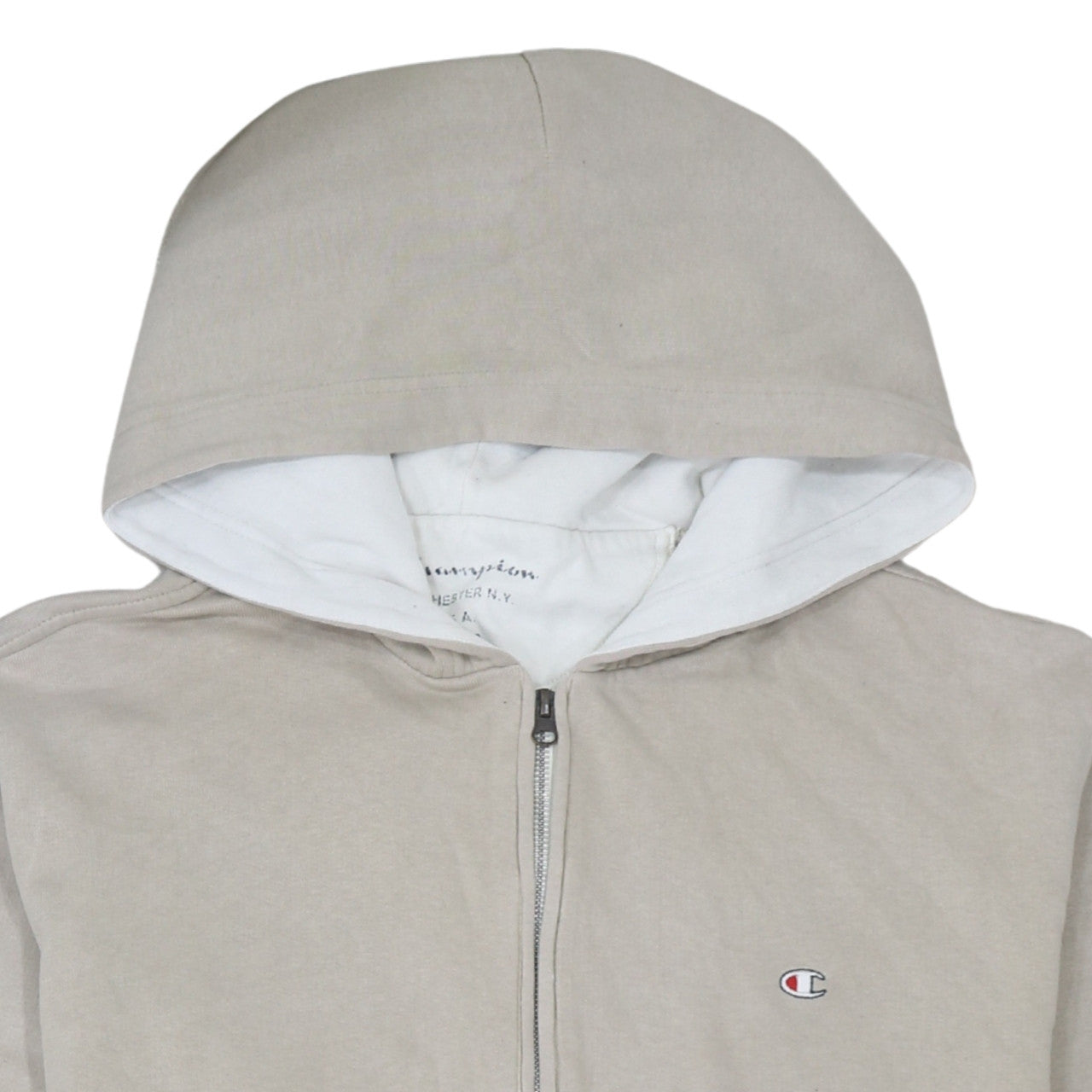 Champion Men's Beige Full Zip Hoodie Size M Regular Fit