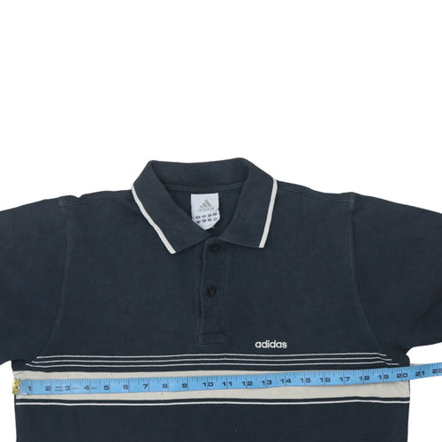 Adidas Men's Blue Striped Polo Shirt Size M Regular Fit