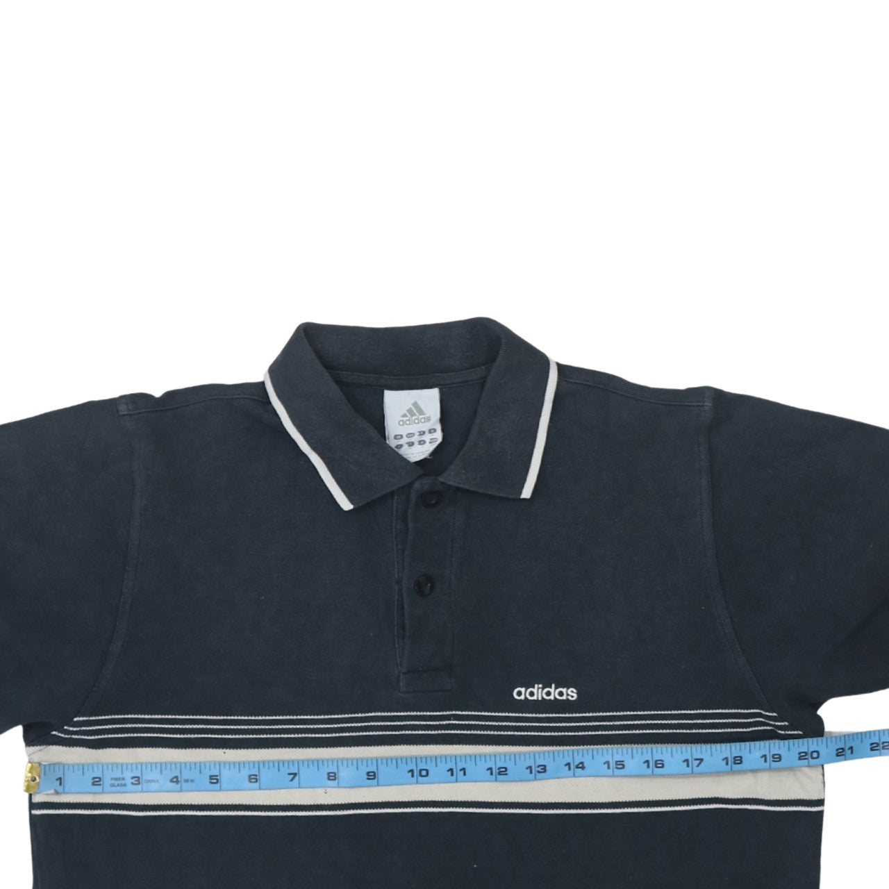 Adidas Men's Blue Striped Polo Shirt Size M Regular Fit