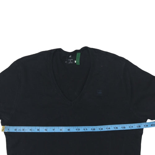 G-Star RAW Men's Black V-Neck Cotton T-Shirt Size M