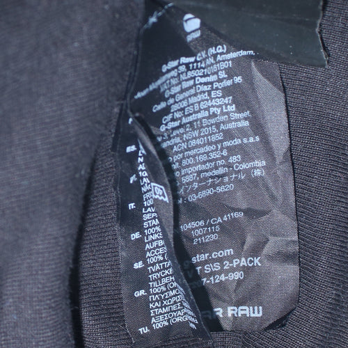G-Star RAW Men's Black V-Neck Cotton T-Shirt Size M