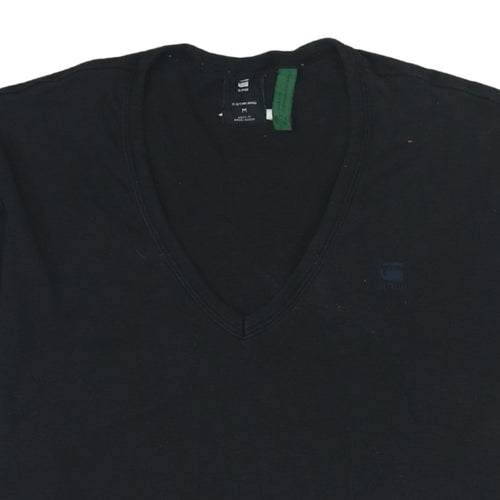 G-Star RAW Men's Black V-Neck Cotton T-Shirt Size M