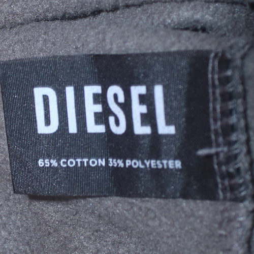 Diesel Men's Grey Full Zip Hoodie Size L Logo Cotton Blend