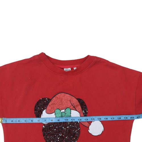 Next Disney Red Minnie Mouse Christmas Pullover Sweatshirt Women M