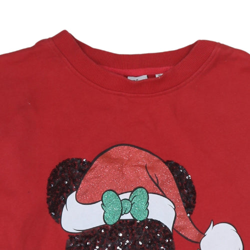 Next Disney Red Minnie Mouse Christmas Pullover Sweatshirt Women M