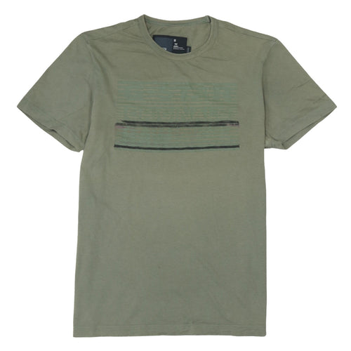 G-Star Men’s Green Graphic Print Cotton Crew Neck T-Shirt Size M