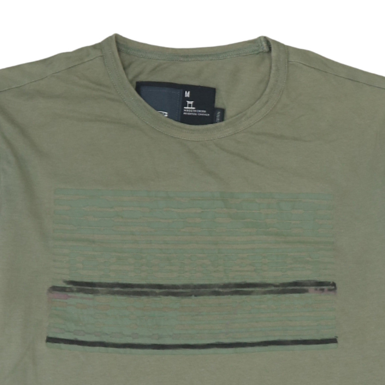 G-Star Men’s Green Graphic Print Cotton Crew Neck T-Shirt Size M