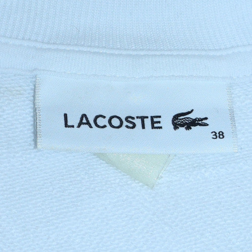Lacoste Women White Cotton Crew Neck Pullover Sweatshirt Size 10