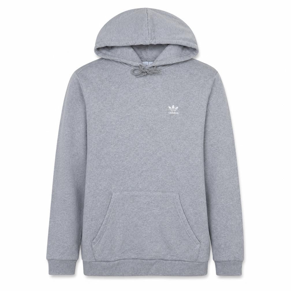 Front view of Adidas Men's Grey Pullover Hoodie Sweatshirt, size M