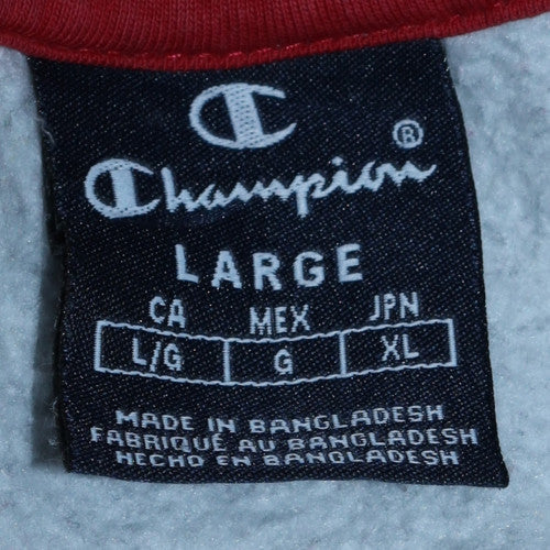 Champion Men's Grey Pullover Hoodie Large Regular Fit Logo Fleece