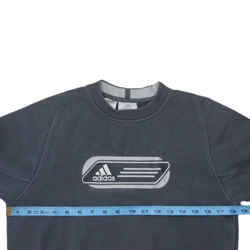 Adidas Boys Blue Crew Neck Sweatshirt Size 14 Years Logo Fleece Pullover