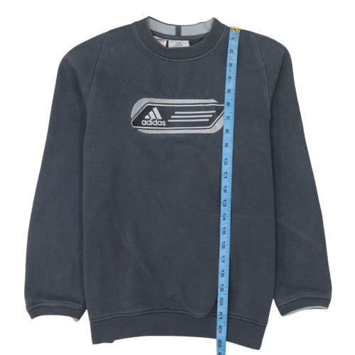 Adidas Boys Blue Crew Neck Sweatshirt Size 14 Years Logo Fleece Pullover