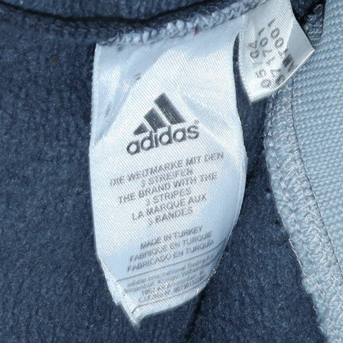 Adidas Boys Blue Crew Neck Sweatshirt Size 14 Years Logo Fleece Pullover