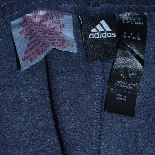 Adidas Boys Blue Jogger Trousers 13-14 Years Cotton Fleece Sweatpants