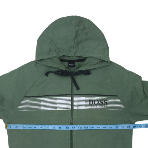 HUGO BOSS Men's Green Full Zip Hoodie Size M Cotton Casual