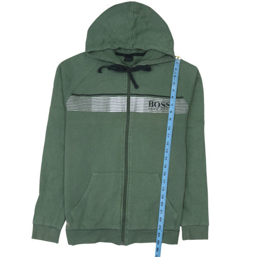 HUGO BOSS Men's Green Full Zip Hoodie Size M Cotton Casual