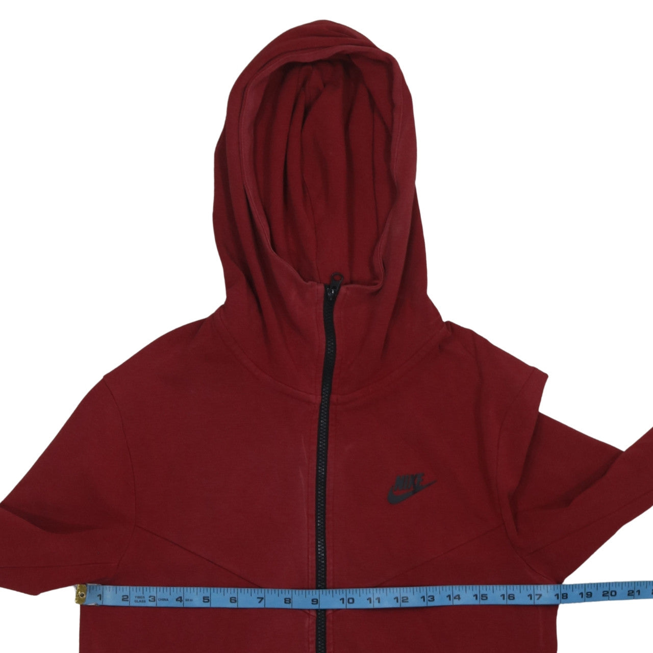 Nike Men’s Red Full Zip Hoodie XS – Hooded Cotton Blend Sweatshirt
