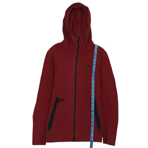 Nike Men’s Red Full Zip Hoodie XS – Hooded Cotton Blend Sweatshirt
