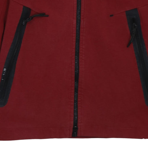Nike Men’s Red Full Zip Hoodie XS – Hooded Cotton Blend Sweatshirt