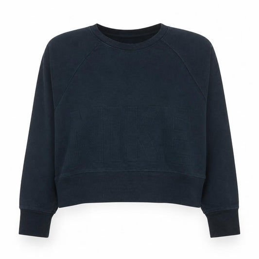 Front view of Nike Women Black Dri-FIT Pullover Sweatshirt L Crew Neck
