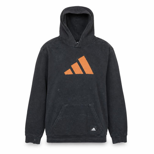 Front view of Adidas Men's Black Pullover Hoodie Medium Logo Fleece Sweatshirt