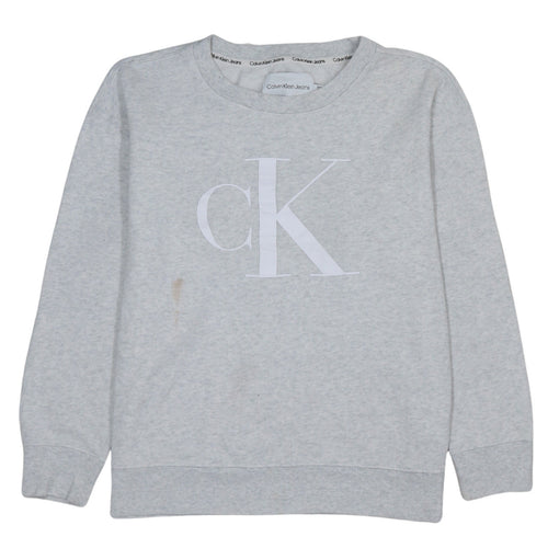 Calvin Klein Jeans Womens Grey Cotton Blend Pullover Sweatshirt Size S