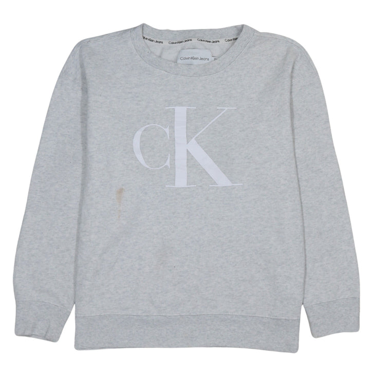 Calvin Klein Jeans Womens Grey Cotton Blend Pullover Sweatshirt Size S
