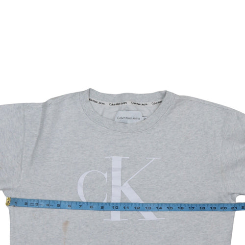Calvin Klein Jeans Womens Grey Cotton Blend Pullover Sweatshirt Size S