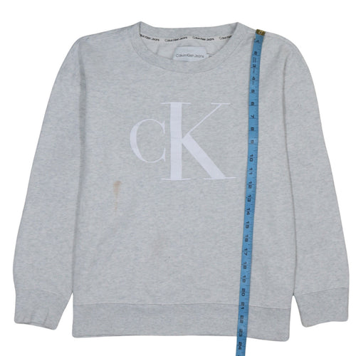 Calvin Klein Jeans Womens Grey Cotton Blend Pullover Sweatshirt Size S