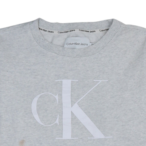 Calvin Klein Jeans Womens Grey Cotton Blend Pullover Sweatshirt Size S