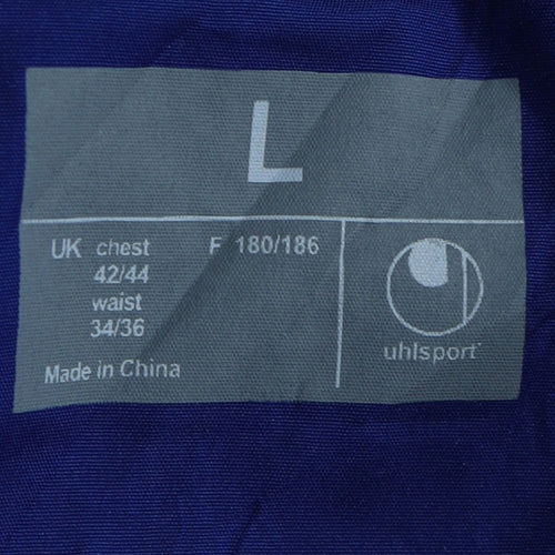 Uhlsport Men's Blue Hooded Windbreaker Jacket Size L 42in Chest