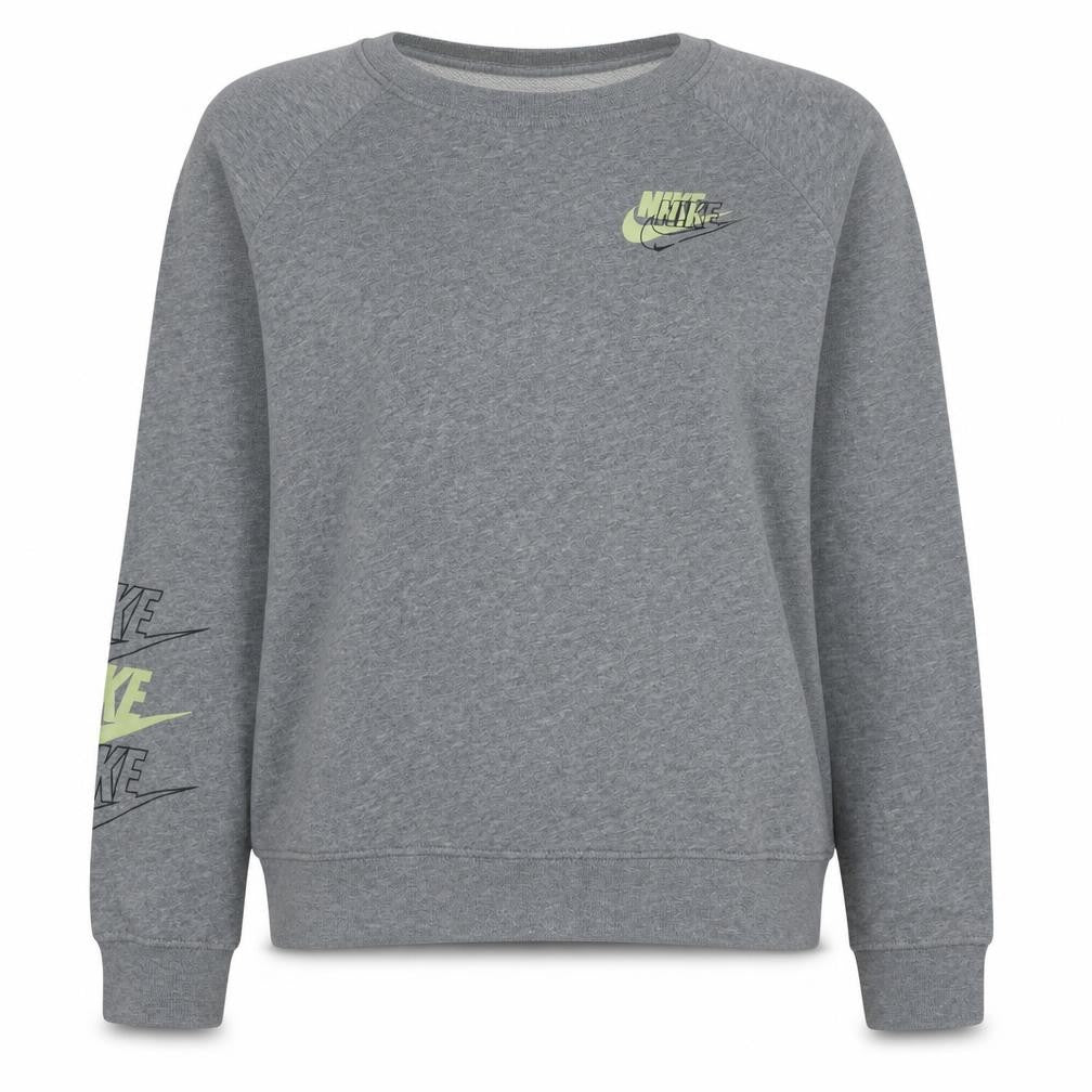 Front view of Nike Women Grey Logo Crew Neck Pullover Sweatshirt M