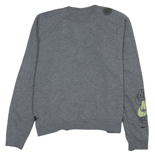 Nike Women Grey Logo Crew Neck Pullover Sweatshirt M