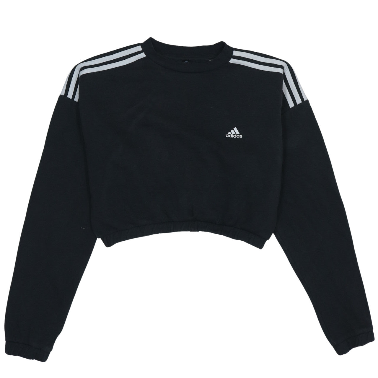 Adidas Women's Black Cropped Sweatshirt Size M Crew Neck Logo
