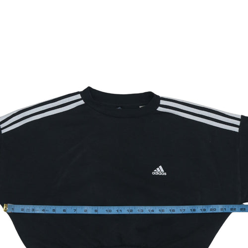 Adidas Women's Black Cropped Sweatshirt Size M Crew Neck Logo