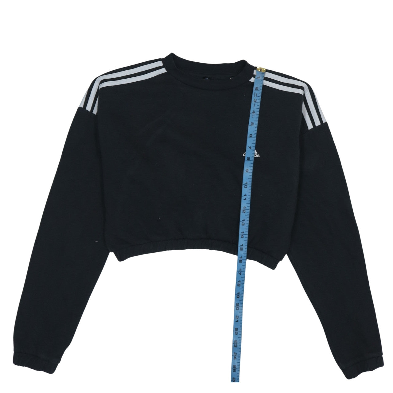 Adidas Women's Black Cropped Sweatshirt Size M Crew Neck Logo