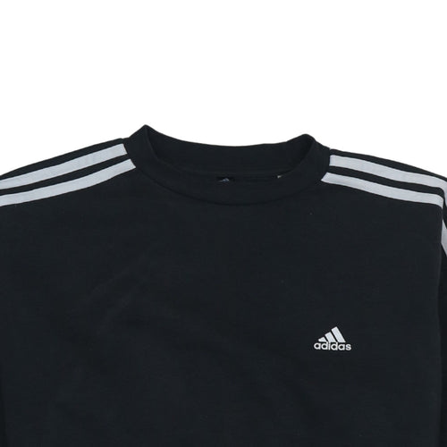 Adidas Women's Black Cropped Sweatshirt Size M Crew Neck Logo