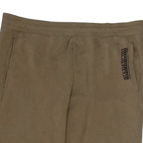 Napapijri Men Brown Jogger Trousers L Regular Fit Cotton Blend