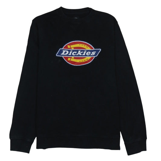 Dickies Mens Black Large Crew Neck Logo Pullover Sweatshirt